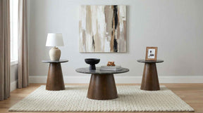Franklin Grey/Dark Brown 3-piece Round Pedestal Coffee Table Set by Coaster at Eve Furniture