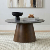 Franklin Grey/Dark Brown 36-inch Round Pedestal Coffee Table by Coaster at Eve Furniture