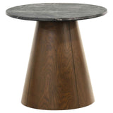 Franklin Grey/Dark Brown Round Wood Pedestal Side End Table by Coaster at Eve Furniture