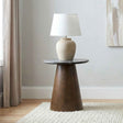 Franklin Grey/Dark Brown Round Wood Pedestal Side End Table by Coaster at Eve Furniture