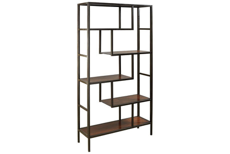 Frankwell Brown/Black Bookcase by Ashley at Eve Furniture