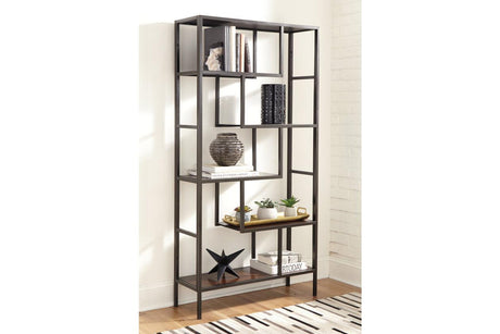 Frankwell Brown/Black Bookcase by Ashley at Eve Furniture