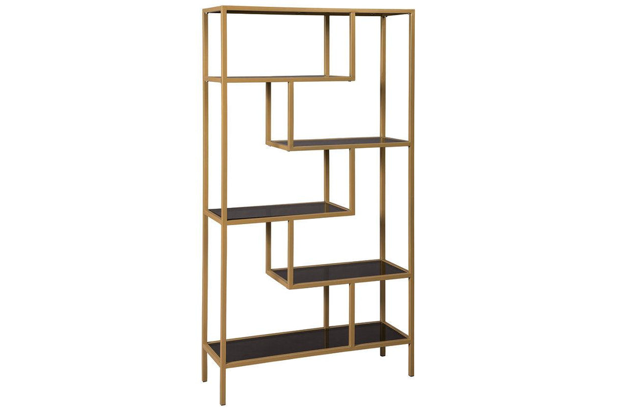 Frankwell Gold Finish Bookcase by Ashley at Eve Furniture