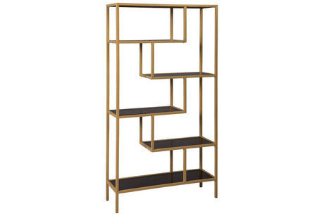Frankwell Gold Finish Bookcase by Ashley at Eve Furniture