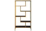 Frankwell Gold Finish Bookcase by Ashley at Eve Furniture