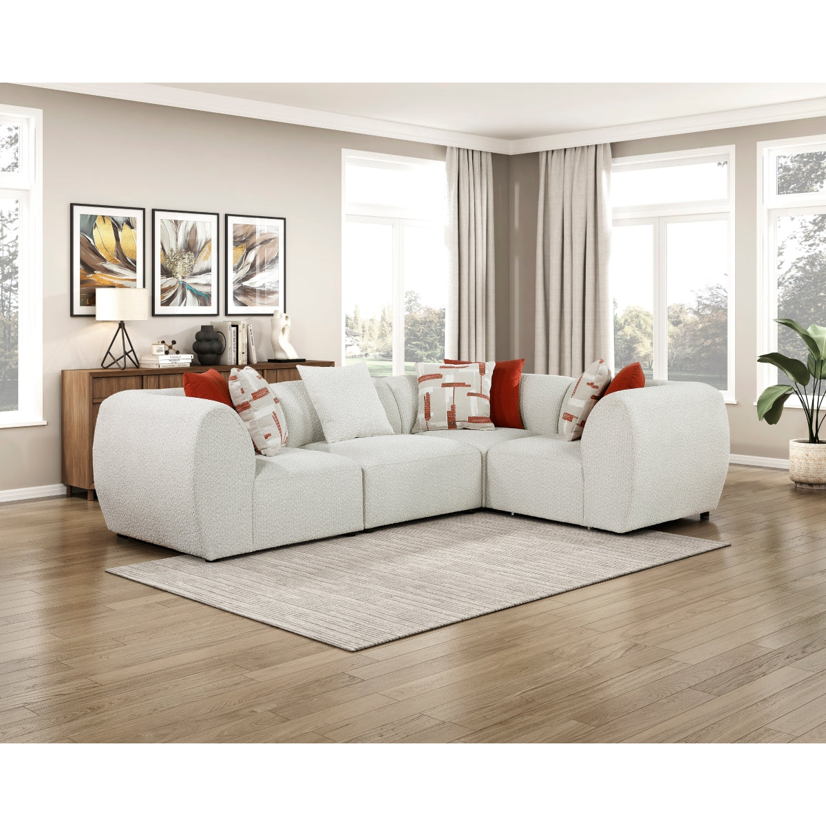 Franz Beige Chenille 4-Piece Modular Sectional by Homelegance at Eve Furniture