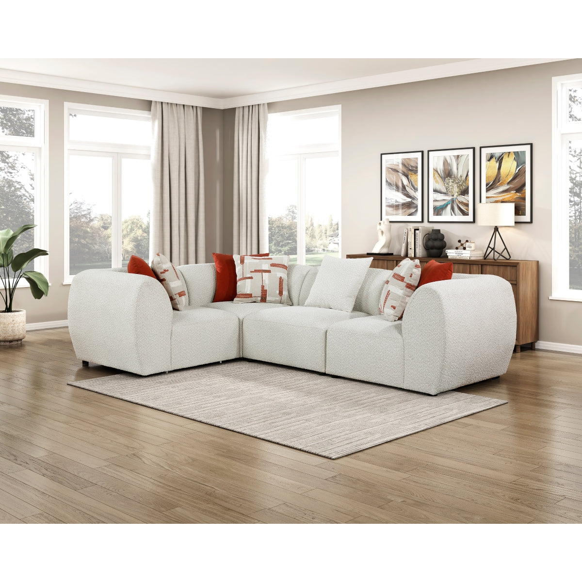 Franz Beige Chenille 4-Piece Modular Sectional by Homelegance at Eve Furniture