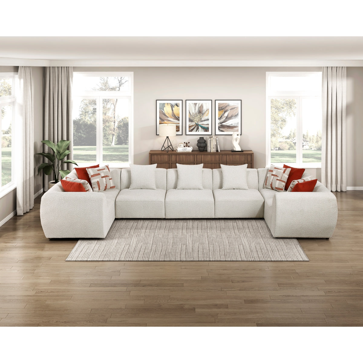 Franz Beige Chenille 7-Piece Modular Sectional by Homelegance at Eve Furniture