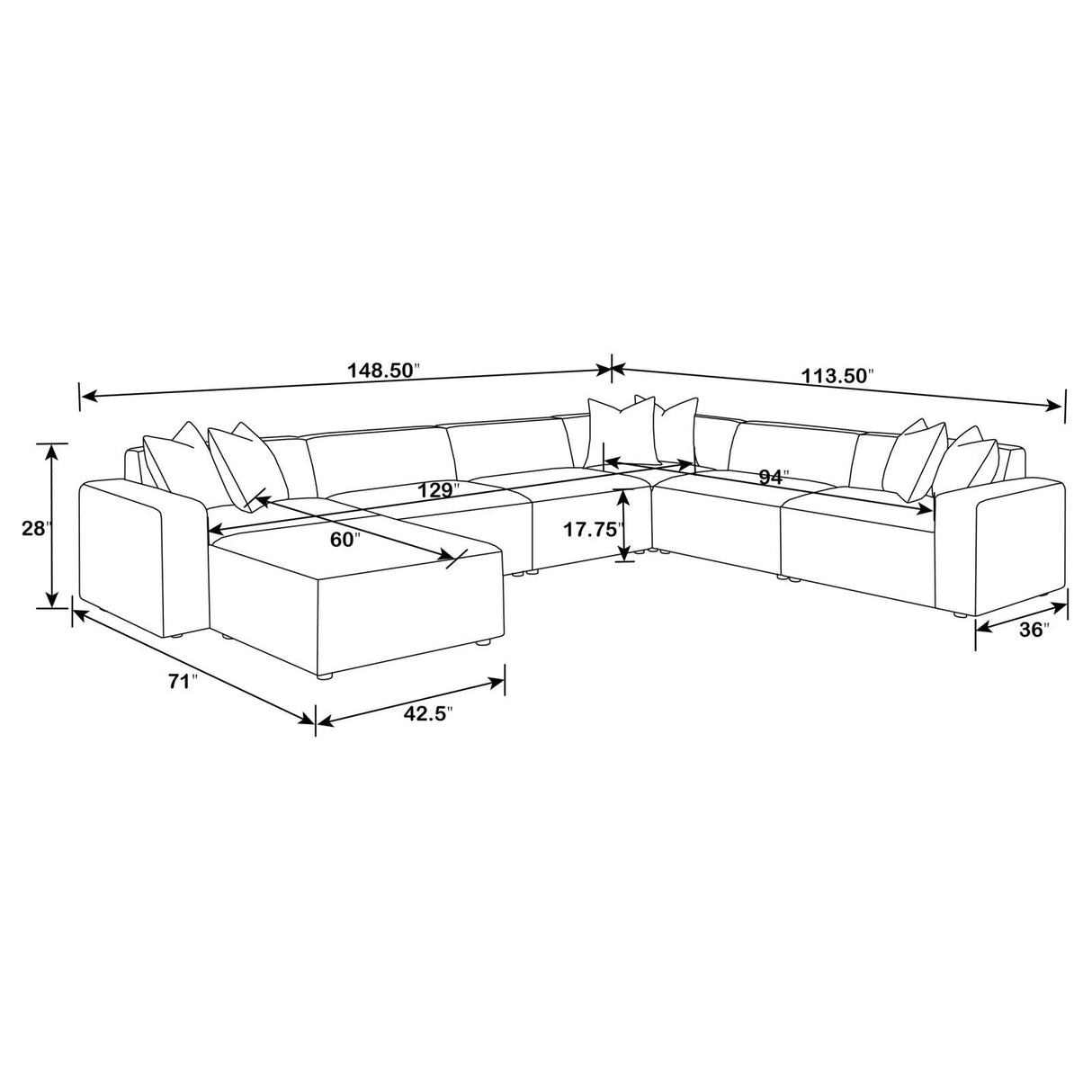 Freddie 7-Piece Upholstered Modular Sectional Pearl