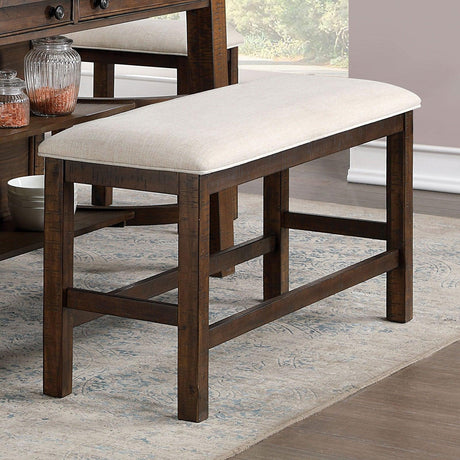 Fredonia Rustic Oak/Beige Counter Ht. Bench by Furniture of America at Eve Furniture