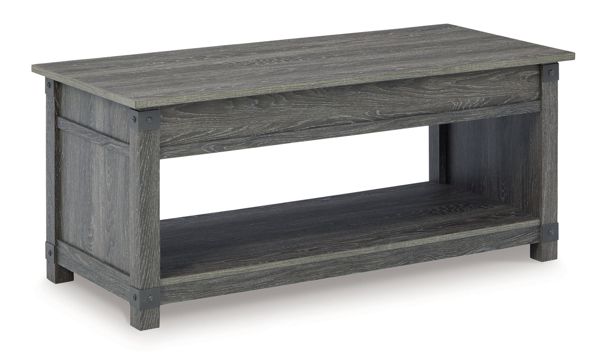 Freedan Coffee Table with 2 End Tables in Grayish Brown by Ashley at Eve Furniture