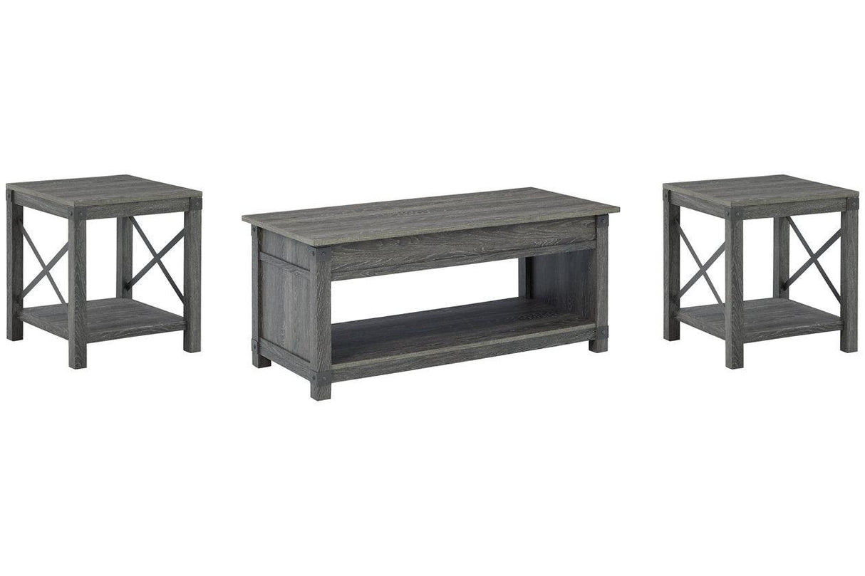 Freedan Grayish Brown Coffee Table and 2 End Tables by Ashley at Eve Furniture