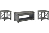 Freedan Grayish Brown Coffee Table and 2 End Tables by Ashley at Eve Furniture