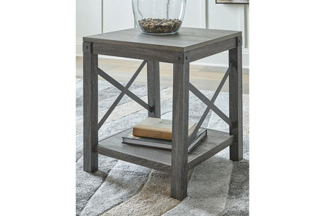 Freedan Grayish Brown End Table by Ashley at Eve Furniture