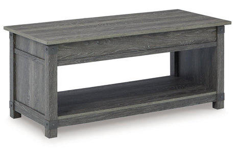 Freedan Grayish Brown Lift-top Coffee Table, 2 End Tables and Console by Ashley at Eve Furniture