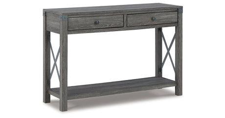 Freedan Grayish Brown Sofa/Console Table by Ashley at Eve Furniture