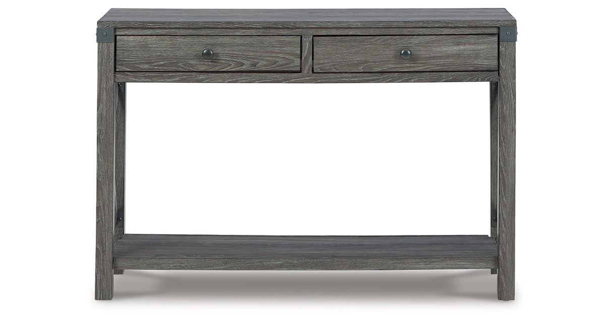 Freedan Grayish Brown Sofa/Console Table by Ashley at Eve Furniture