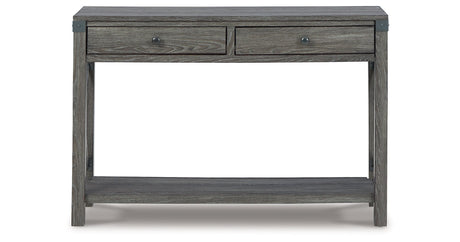 Freedan Grayish Brown Sofa/Console Table by Ashley at Eve Furniture