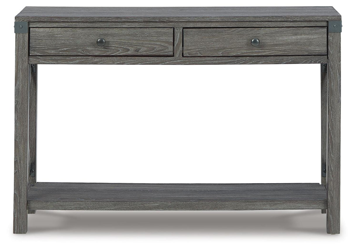 Freedan Grayish Brown Sofa/Console Table by Ashley at Eve Furniture