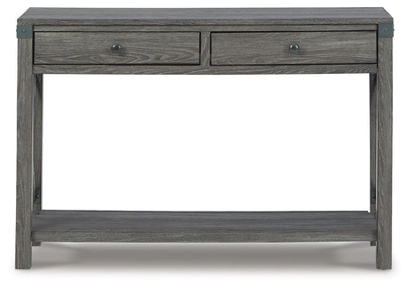 Freedan Grayish Brown Sofa/Console Table by Ashley at Eve Furniture