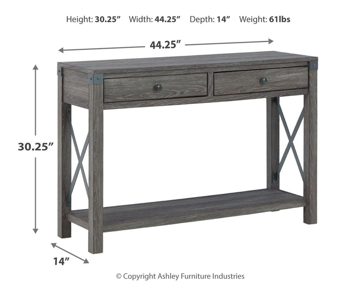 Freedan Grayish Brown Sofa/Console Table by Ashley at Eve Furniture
