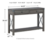Freedan Grayish Brown Sofa/Console Table by Ashley at Eve Furniture