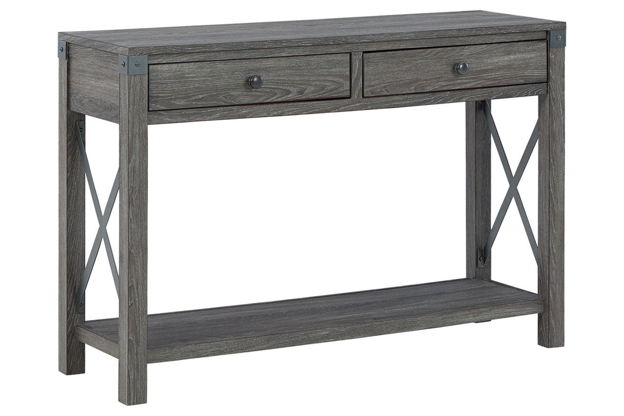 Freedan Grayish Brown Sofa/Console Table by Ashley at Eve Furniture