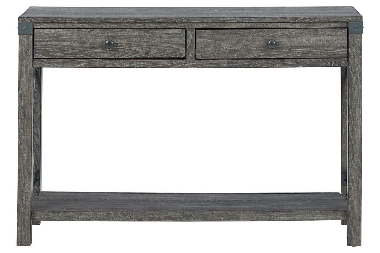 Freedan Grayish Brown Sofa/Console Table by Ashley at Eve Furniture