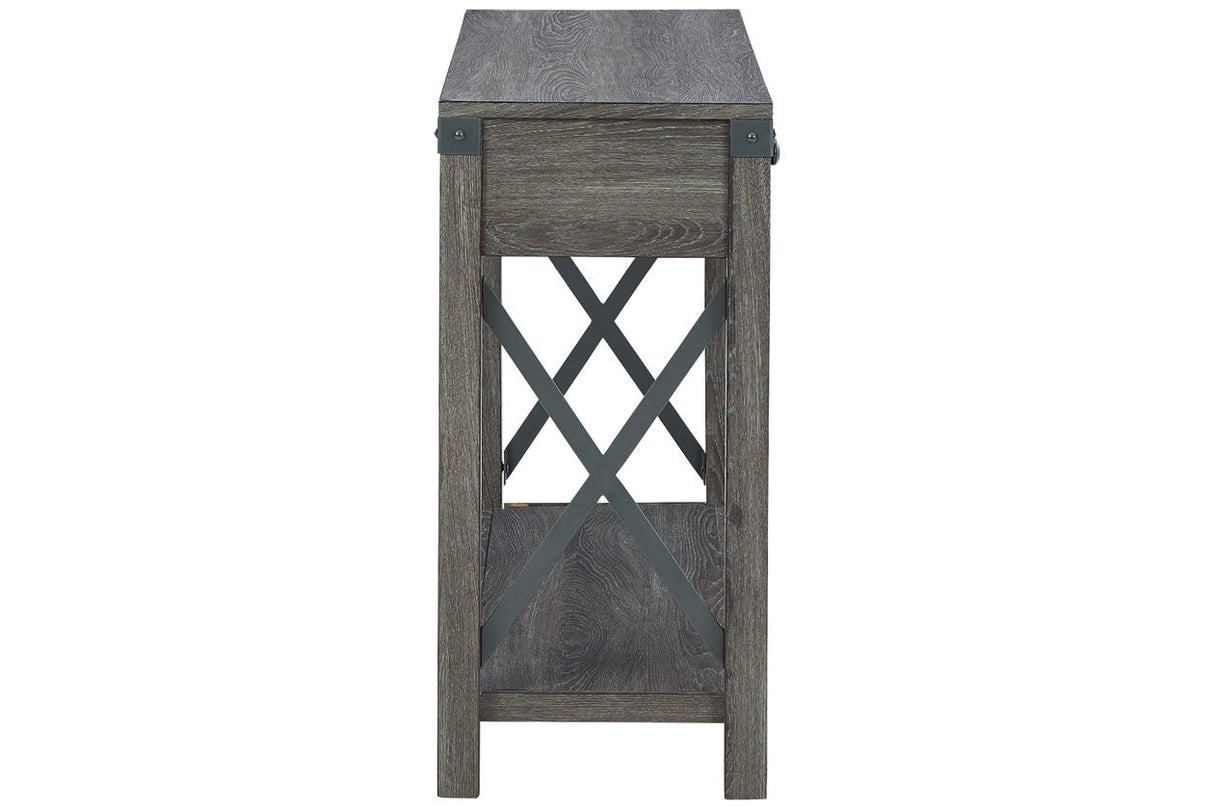 Freedan Grayish Brown Sofa/Console Table by Ashley at Eve Furniture