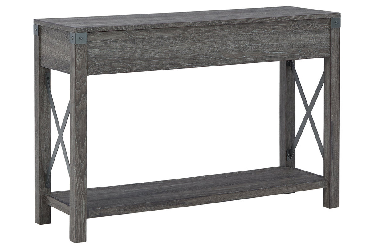 Freedan Grayish Brown Sofa/Console Table by Ashley at Eve Furniture