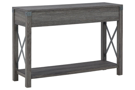 Freedan Grayish Brown Sofa/Console Table by Ashley at Eve Furniture
