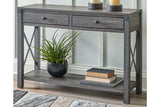 Freedan Grayish Brown Sofa/Console Table by Ashley at Eve Furniture
