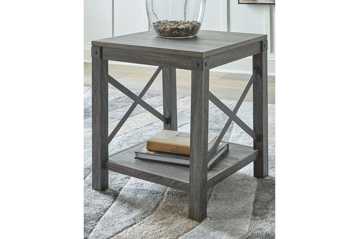 Freedan Grayish Brown End Table by Ashley at Eve Furniture