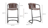 Freeman Barstool Grazed Brown Leather - Set Of Two by Moe's Home at Eve Furniture
