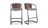 Freeman Barstool Grazed Brown Leather - Set Of Two by Moe's Home at Eve Furniture