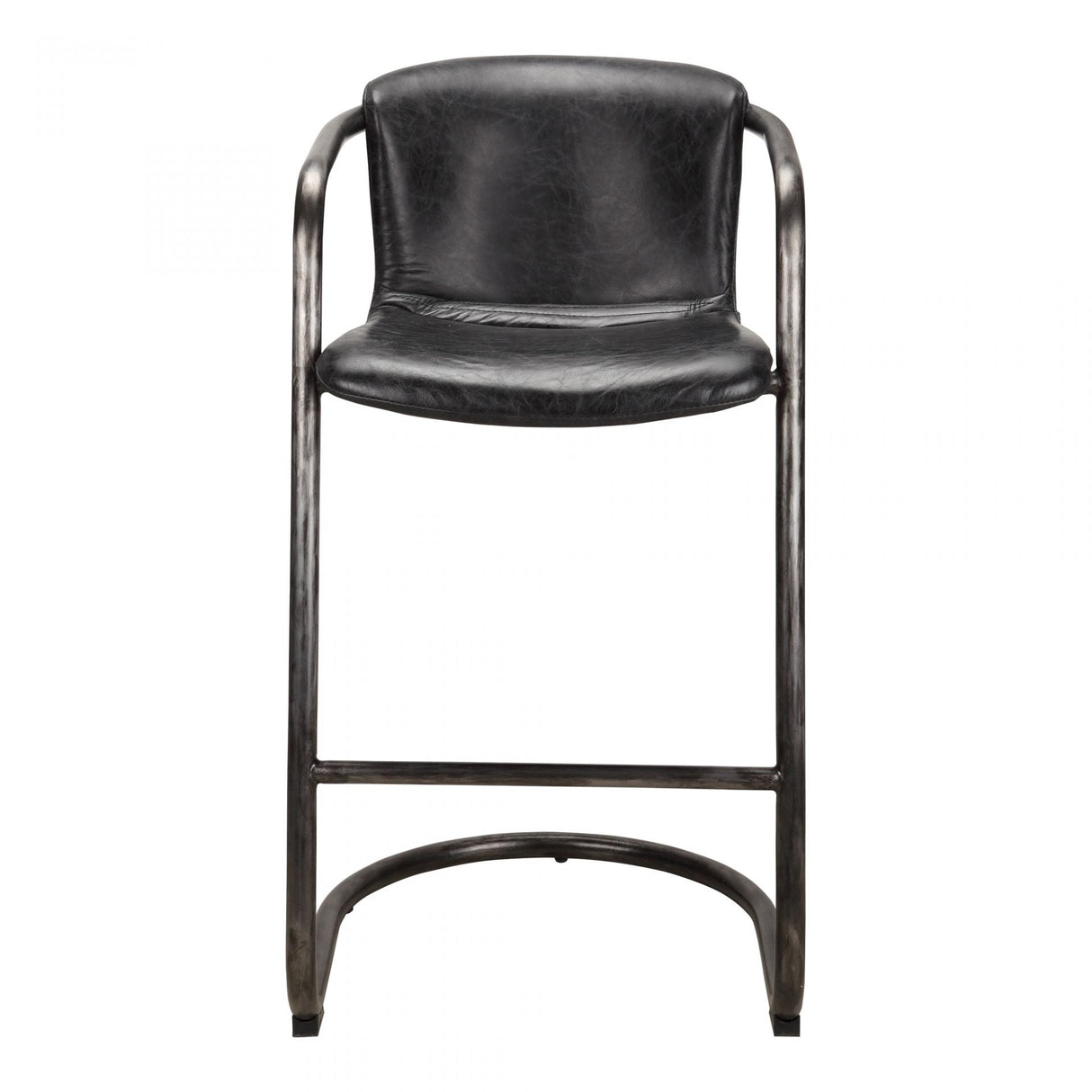 Freeman Barstool Onyx Black Leather - Set of Two by Moe's Home at Eve Furniture