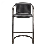 Freeman Barstool Onyx Black Leather - Set of Two by Moe's Home at Eve Furniture