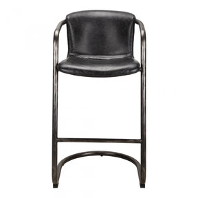 Freeman Barstool Onyx Black Leather - Set of Two by Moe's Home at Eve Furniture