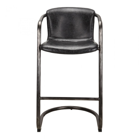 Freeman Barstool Onyx Black Leather - Set of Two by Moe's Home at Eve Furniture