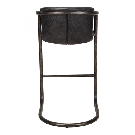 Freeman Barstool Onyx Black Leather - Set of Two by Moe's Home at Eve Furniture