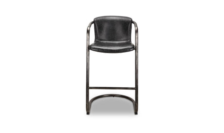 Freeman Barstool Onyx Black Leather - Set of Two by Moe's Home at Eve Furniture