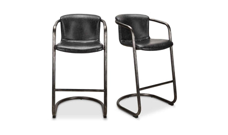 Freeman Barstool Onyx Black Leather by Moe's Home at Eve Furniture