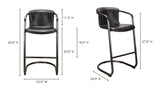 Freeman Barstool Onyx Black Leather - Set of Two by Moe's Home at Eve Furniture