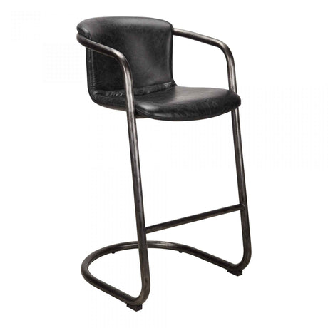 Freeman Barstool Onyx Black Leather by Moe's Home at Eve Furniture