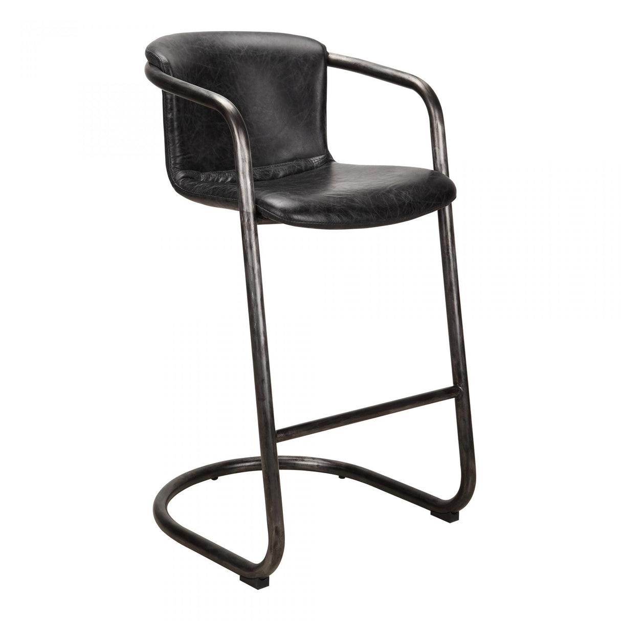 Freeman Barstool Onyx Black Leather by Moe's Home at Eve Furniture