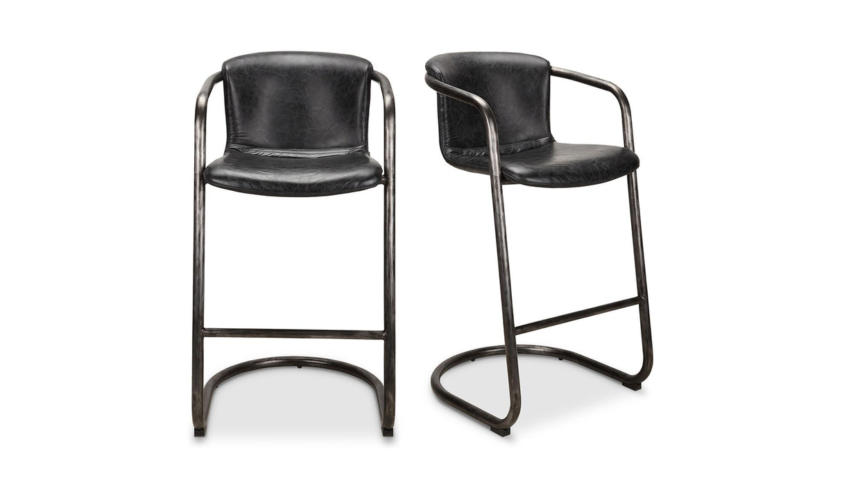 Freeman Barstool Onyx Black Leather by Moe's Home at Eve Furniture