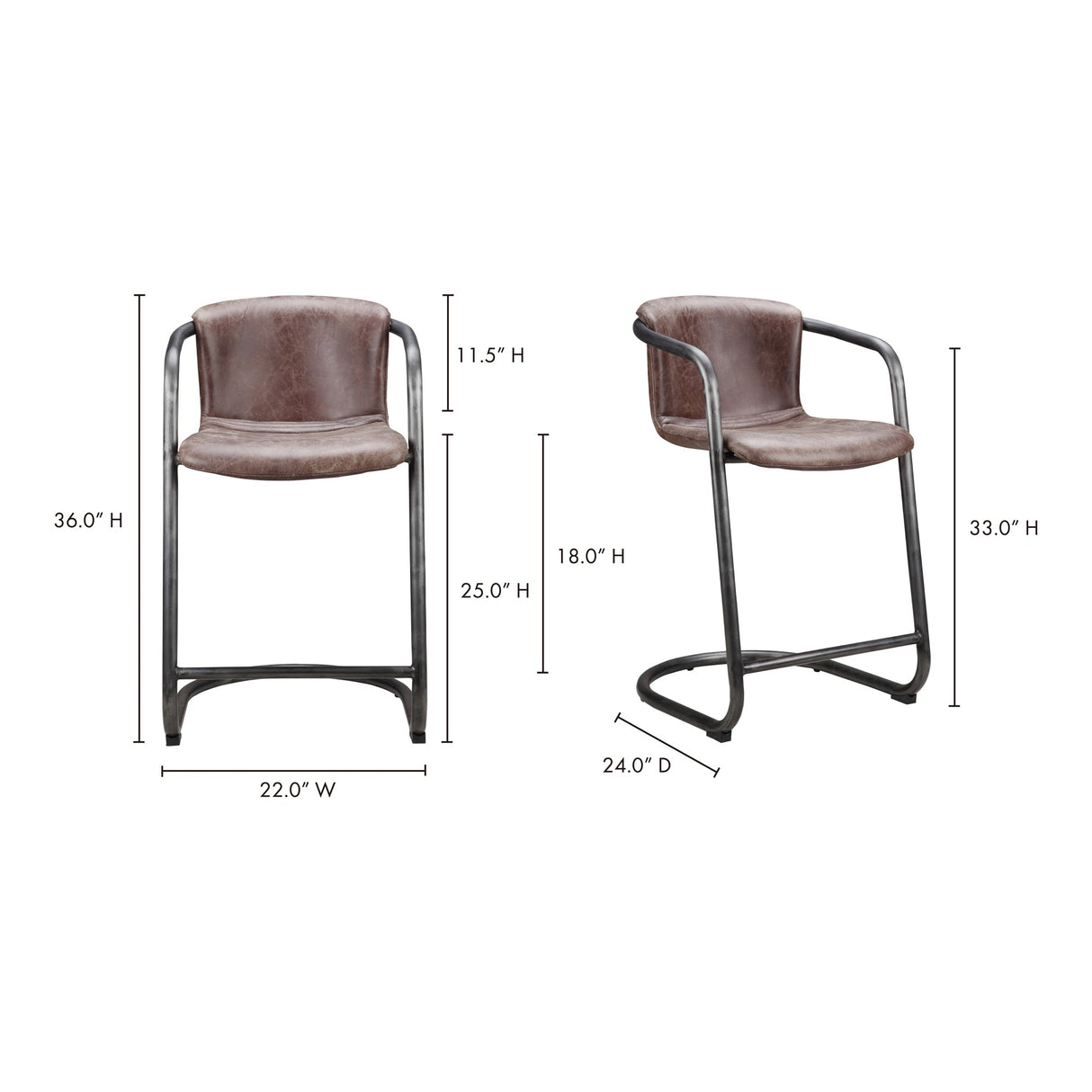 Freeman Brown Counter Stool (Set of 2) by Moe's Home at Eve Furniture