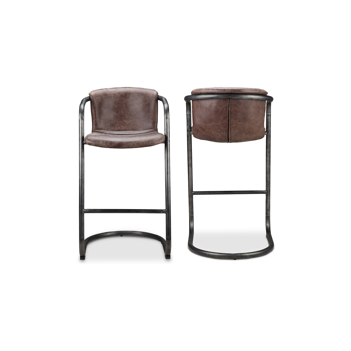 Freeman Brown Leather Barstool (Set of 2) by Moe's Home at Eve Furniture