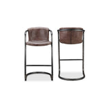 Freeman Brown Leather Barstool (Set of 2) by Moe's Home at Eve Furniture