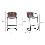 Freeman Brown Leather Barstool (Set of 2) by Moe's Home at Eve Furniture
